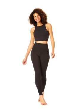Anne Cole Active - Women's High Neck Crop Top -One-Pieces Store 21MC550 21MT115 21MB375 BLACKNOcopy2