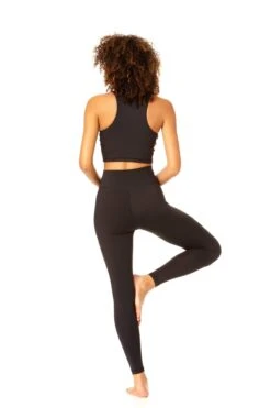 Anne Cole Active - Women's High Neck Crop Top -One-Pieces Store 21MC550 21MT115 21MB375 BLACKNOcopy3