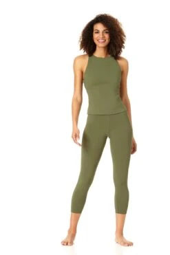 Anne Cole Active - Women's High Neck Racer Back Tank Top -One-Pieces Store 21MT236 21MB377 GREENGOOSE 3350