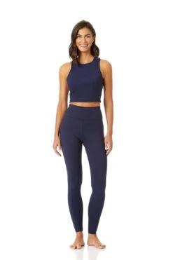 Anne Cole Active - Women's High Neck Crop Top -One-Pieces Store 21MT238 21MB375 NEWNAVY 1097