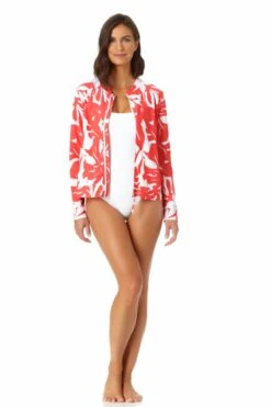 Anne Cole - Long Sleeve Zip Front Rash Guard Top -One-Pieces Store 22MC54418 COPT 2371 8fe4af99 4706 4e1c 9959 5f07b2096c3b