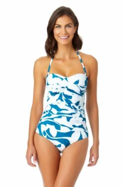 Anne Cole - Twist Front Shirred One Piece Swimsuit