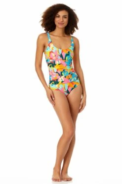 Anne Cole - Scoop Neck Shirred One Piece Swimsuit -One-Pieces Store 22MO05312 MULT 2402 f93006fd edaa 4c74 ac96 b9cd6d73457a