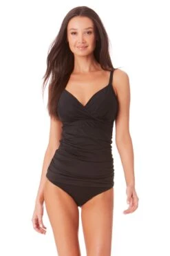 Anne Cole - Underwire Triangle Tankini -One-Pieces Store 22MT23301 MYMB36001 BLK 367 ccexpress