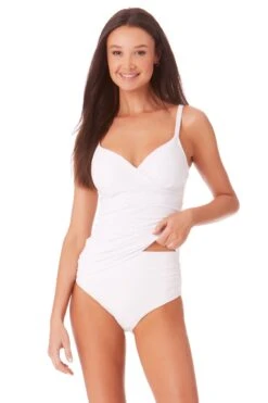 Anne Cole - Underwire Triangle Tankini -One-Pieces Store 22MT23301 MYMB36001 WHI 522 ccexpress