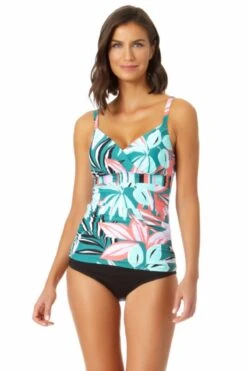 Anne Cole - Surplice Hidden Underwire Tankini Swim Top