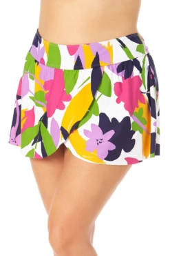 Anne Cole Plus - Soft Band Skirted Swim Bottom 12 Anne Cole Plus - Soft Band Skirted Swim Bottom -One-Pieces Store 22PB41680 MULT 104 FRONT
