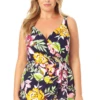 Anne Cole Plus - Swim Dress With Skirted Bottom 1 Anne Cole Plus - Swim Dress With Skirted Bottom -One-Pieces Store 22PD61061 MULT 1597 FRONT