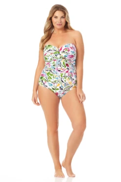 Anne Cole Plus - Twist Front Shirred One Piece Swimsuit -One-Pieces Store 22PO00597 MULT 376