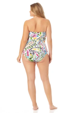 Anne Cole Plus - Twist Front Shirred One Piece Swimsuit -One-Pieces Store 22PO00597 MULT 390