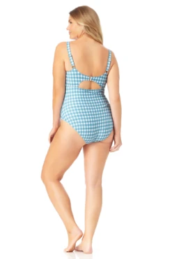 Anne Cole Plus - Scoop Neck Shirred One Piece Swimsuit -One-Pieces Store 22PO05357 BLPP 488