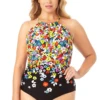 Anne Cole Plus - High Neck With Ruffle Straps One Piece Swimsuit 2 Anne Cole Plus - High Neck With Ruffle Straps One Piece Swimsuit -One-Pieces Store 22PO06469 MULT 1123 FRONT