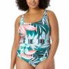 Anne Cole Plus - Ring Belt Scoop One Piece Swimsuit -One-Pieces Store 22PO06916 MULT 14