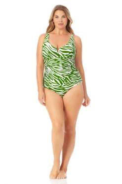 Anne Cole Plus - V Wire One Piece Swimsuit -One-Pieces Store 22PO07064 GRWT 2064