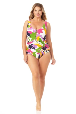 Anne Cole Plus - Center Front Cutout One Piece Swimsuit 8 Anne Cole Plus - Center Front Cutout One Piece Swimsuit -One-Pieces Store 22PO07580 MULT 235