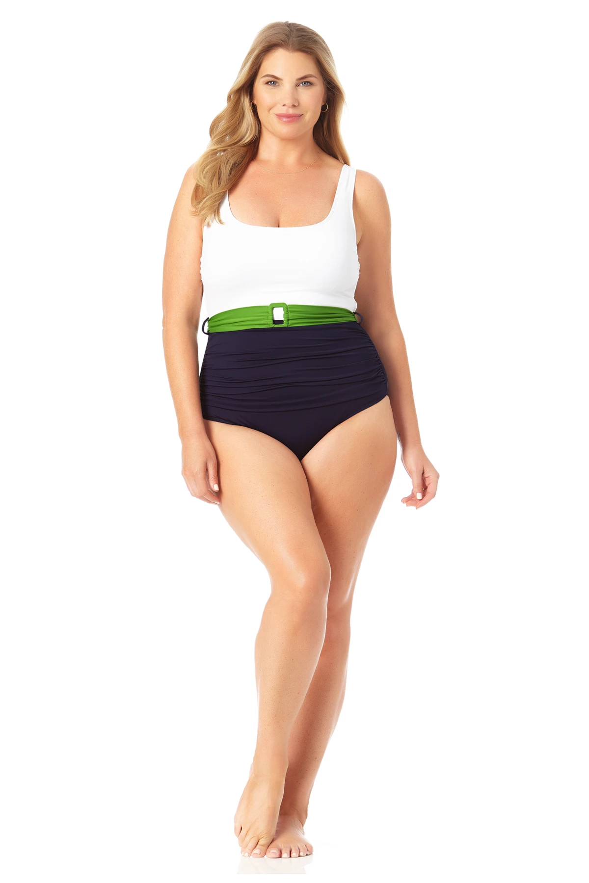 Anne Cole Plus - Belted Scoop Neck One Piece Swimsuit 5 Anne Cole Plus - Belted Scoop Neck One Piece Swimsuit - Image 3