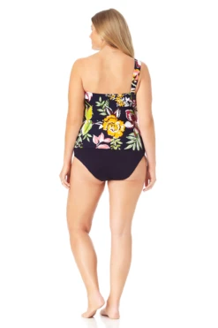 Anne Cole Plus - Assymetrical Ring Bandeau Tankini Swim Top -One-Pieces Store 22PT22861 MYPB36001 MULT 1431