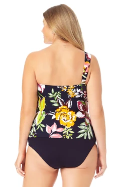 Anne Cole Plus - Assymetrical Ring Bandeau Tankini Swim Top -One-Pieces Store 22PT22861 MYPB36001 MULT 1431 Back