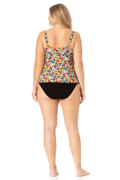 Anne Cole Plus - Twist Front Underwire Tankini Swim Top -One-Pieces Store 22PT23369 MYPB36001 MULT 1063