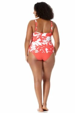 Anne Cole Plus - Retro Twist Front Underwire Tankini Swim Top -One-Pieces Store 22PT23418 MYPB36001 COPT 1179