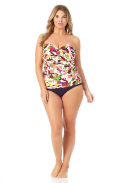 Anne Cole Plus - Twist Front Bandeaukini Swim Top -One-Pieces Store 22PT25063 MYPB36001 MULT 2104