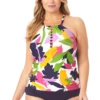 Anne Cole Plus - High Neck Tankini Swim Top -One-Pieces Store 22PT29580 22PB33601 MULT 125 FRONT