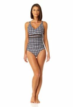Anne Cole - Women's Trim Triangle One Piece Swimsuit -One-Pieces Store 23MO02483 BKWH 1793