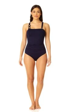 Anne Cole - Ring Strap Asymmetric One Piece Swimsuit 27 Anne Cole - Ring Strap Asymmetric One Piece Swimsuit -One-Pieces Store 23MO02701 NAVY 930 4