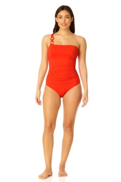 Anne Cole - Ring Strap Asymmetric One Piece Swimsuit 22 Anne Cole - Ring Strap Asymmetric One Piece Swimsuit -One-Pieces Store 23MO02701 SPCE 993 3