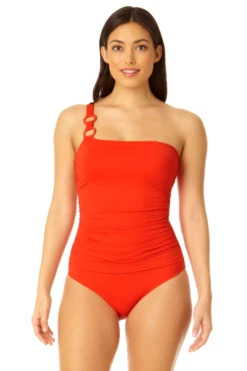 Anne Cole - Ring Strap Asymmetric One Piece Swimsuit