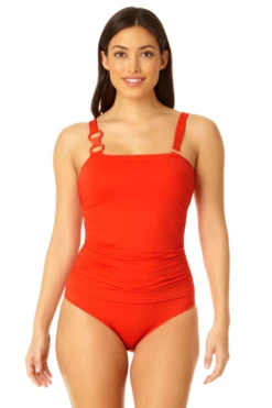 Anne Cole - Ring Strap Asymmetric One Piece Swimsuit 20 Anne Cole - Ring Strap Asymmetric One Piece Swimsuit -One-Pieces Store 23MO02701 SPCE 993 5