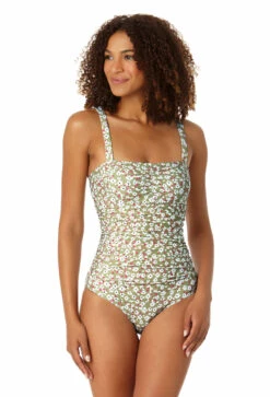 Anne Cole - Women's Center Cinch Shirred Bandeau One Piece Swimsuit