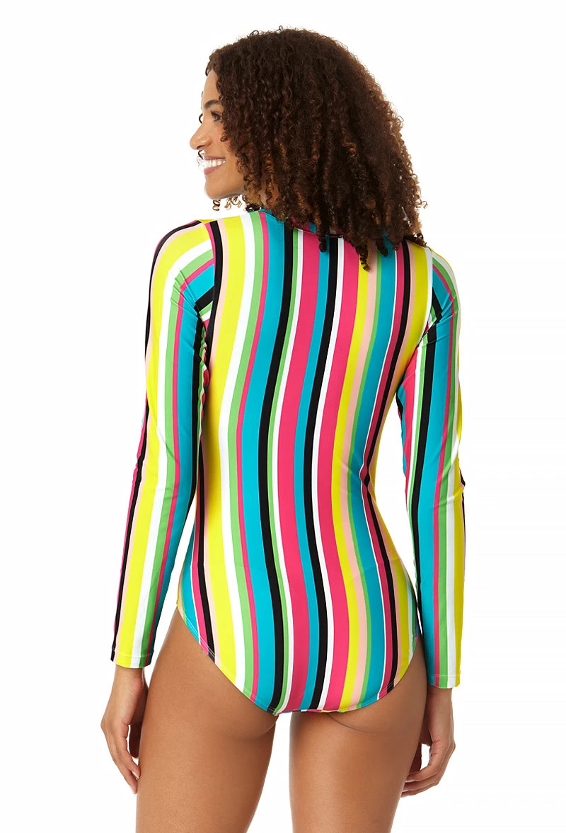 Anne Cole - Women's Long Sleeve Front Zip Rash Guard Swimsuit 4 Anne Cole - Women's Long Sleeve Front Zip Rash Guard Swimsuit - Image 2