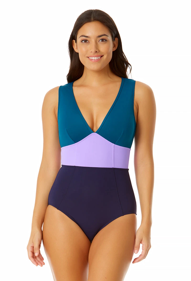 Anne Cole - Women's Plunge Zip Back One Piece Swimsuit 3 Anne Cole - Women's Plunge Zip Back One Piece Swimsuit