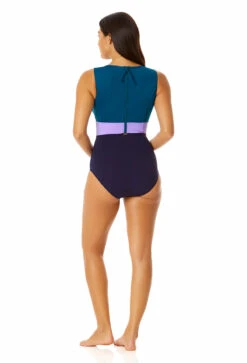 Anne Cole - Women's Plunge Zip Back One Piece Swimsuit 8 Anne Cole - Women's Plunge Zip Back One Piece Swimsuit -One-Pieces Store 23MO03101 BLCO 1549