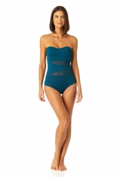 Anne Cole - Women's Mesh Strapless One Piece Swimsuit -One-Pieces Store 23MO03301 DSBL 0788