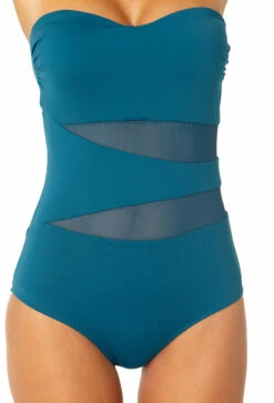 Anne Cole - Women's Mesh Strapless One Piece Swimsuit -One-Pieces Store 23MO03301 DSBL 0819