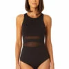 Anne Cole - Women's Mesh High Neck One Piece Swimsuit -One-Pieces Store 23MO03601 BLK 1003 FRONT
