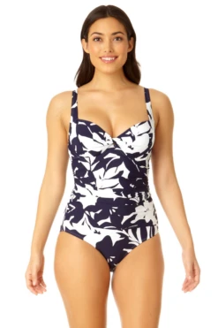 Anne Cole - Women's Retro Twist Front Shirred One Piece Swimsuit