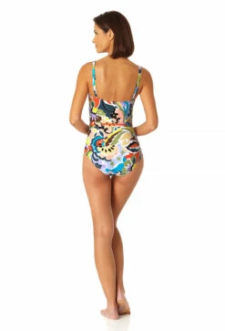 Anne Cole - Women's Belted Square Neck One Piece Swimsuit -One-Pieces Store 23MO05861 MULT 0390