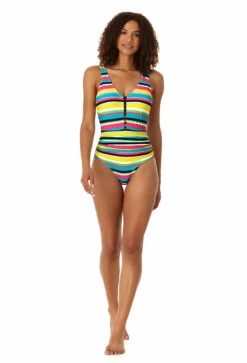 Anne Cole - Women's Center Tab Over The Shoulder One Piece Swimsuit -One-Pieces Store 23MO07584 MULT 2179