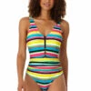 Anne Cole - Women's Center Tab Over The Shoulder One Piece Swimsuit -One-Pieces Store 23MO07584 MULT 2179 FRONT