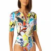 Anne Cole - Women's Half Zip Front Rash Guard One Piece Swimsuit