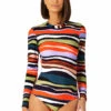 Anne Cole - Women's Long Sleeve Open Back One Piece Rash Guard Swimsuit -One-Pieces Store 23MO08385 MULT 1485 FRONT