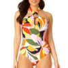Anne Cole - Women's Ring High Neck Halter One Piece Swimsuit -One-Pieces Store 23MO09410 MULT 1298 1