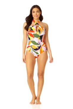 Anne Cole - Women's Ring High Neck Halter One Piece Swimsuit -One-Pieces Store 23MO09410 MULT 1298 4