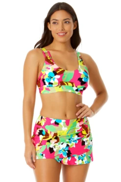 Anne Cole - Women's Asymmetric Ring Bralette Bikini Top -One-Pieces Store 23MT13165 MULT 23MB41965 MULT 690 1