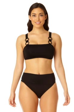 Anne Cole - Women's Ring Strap Bandeau Swim Top -One-Pieces Store 23MT13201 BLK 23MB37401 BLK 1039 1