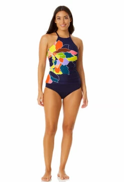 Anne Cole - Women's High Neck Tankini Top -One-Pieces Store 23MT20650 MULT MYMB36001 NAVY 1296