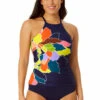 Anne Cole - Women's High Neck Tankini Top -One-Pieces Store 23MT20650 MULT MYMB36001 NAVY 1296 FRONT